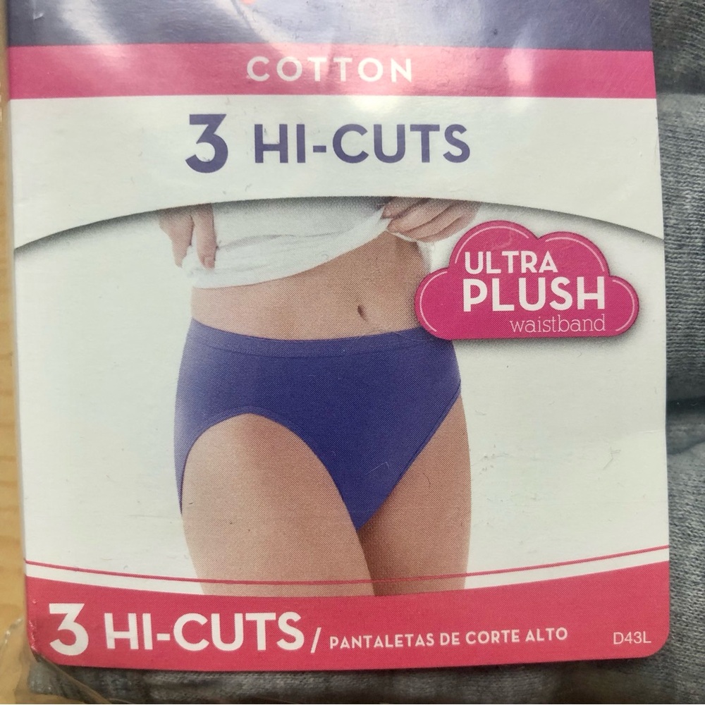 NWT Hanes Tagless Hi-Cut Gray Cotton Underwear 3 Pack - Picture 2 of 5